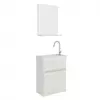 Perla 40cm-es egy ajtós fürdőszobaszekrény fehér tölgy + mosdó