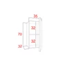 IZUMI 21 BL magasfényű fekete/fekete fali polcos szekrény 70 cm