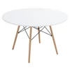 Étkezőasztal, fehér/matt/bükk, átmérő 120 cm, DEMIN NEW