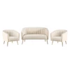 Design kétszemélyes kanapé, bézs Velvet szövet/gold króm-arany, BAGY