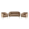 Design kétszemélyes kanapé, barna Velvet szövet/gold króm-arany, BAGY