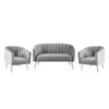Design kétszemélyes kanapé, szürke Velvet szövet/gold króm-arany, BAGY