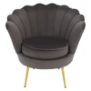 Art-deco stílusú fotel, szürkésbarna Velvet szövet/gold arany króm, NOBLEO