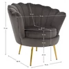 Art-deco stílusú fotel, szürkésbarna Velvet szövet/gold arany króm, NOBLEO