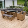 Kerti rattan szett, szürkésbarna/világosbarna, SAGIR