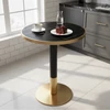 Étkező bisztró asztal, fekete márvány/fekete/arany, átmérő 80 cm, OREN
