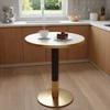 Étkező bisztró asztal, fehér márvány/fekete/arany, átmérő 80 cm, OREN