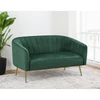 Design kétszemélyes kanapé, sötétzöld Velvet szövet/gold króm-arany, BAGY