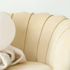 Art-deco stílusú fotel, bézs Velvet szövet/gold arany króm, NOBLEO