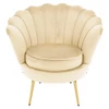Art-deco stílusú fotel, bézs Velvet szövet/gold arany króm, NOBLEO