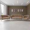 Design 3-as ülés kanapé, barna bársony szövet/arany króm-arany, BAGY