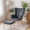 LOZANO Lounge Fotel Lábtartóval, Szürke Bársony