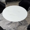 SOUL Üvegasztal 100 cm Fehér Márvány/Ezüst