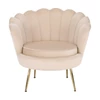Fotel Art-deco stílusban, bézs Velvet anyag/gold chróm-arany, NOBLIN
