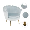 Fotel Art-deco stílusban, szürke-kék Velvet anyag/gold chróm-arany, NOBLIN