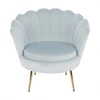 Fotel Art-deco stílusban, szürke-kék Velvet anyag/gold chróm-arany, NOBLIN