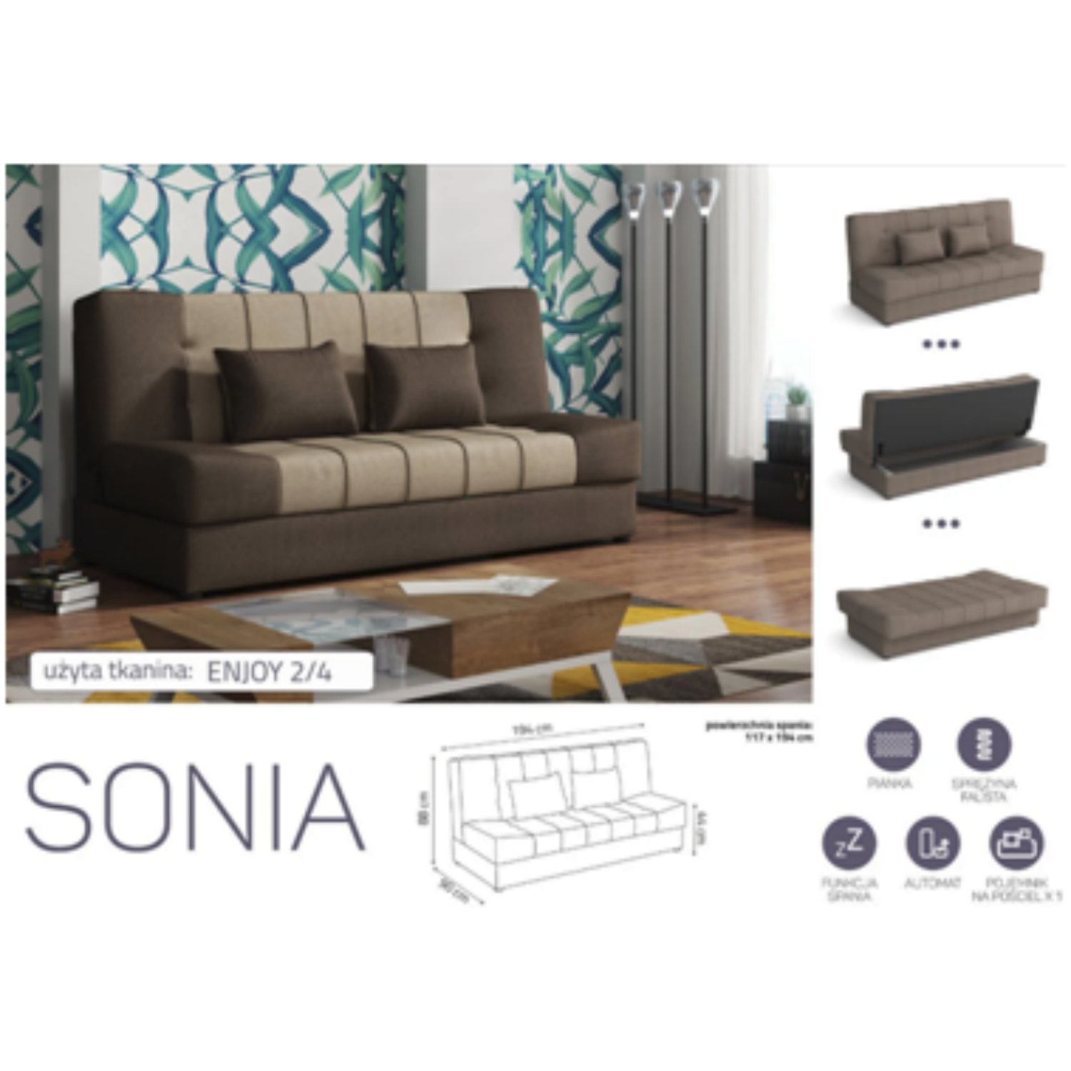 Sonia ágyazható ágyneműtartós kanapé