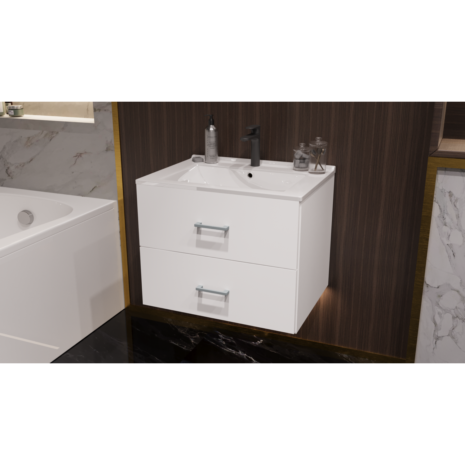 NOEL fürdőszoba szekrény + mosdóval 60 cm fehér színben