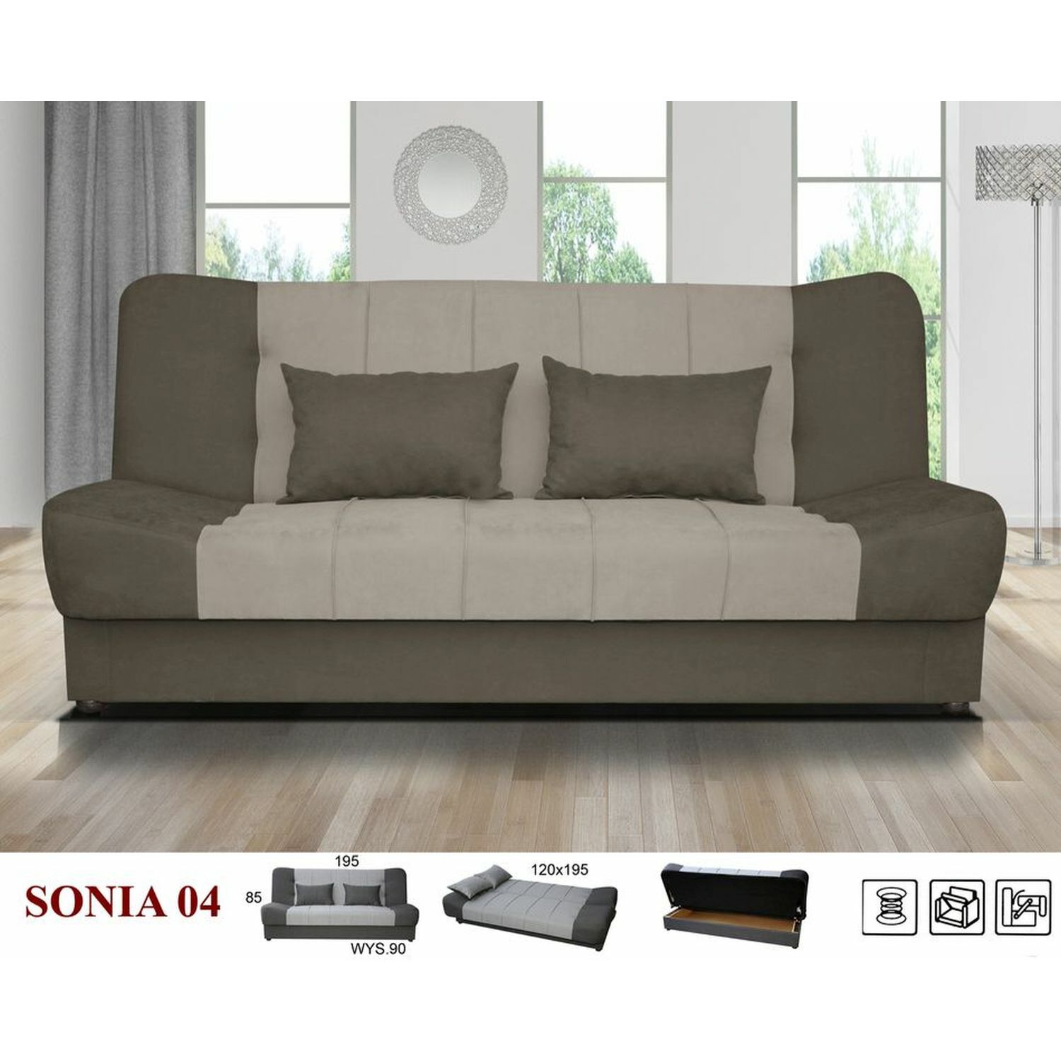 Sonia ágyazható, ágyneműtartós kanapé BARNA SZÍNBEN