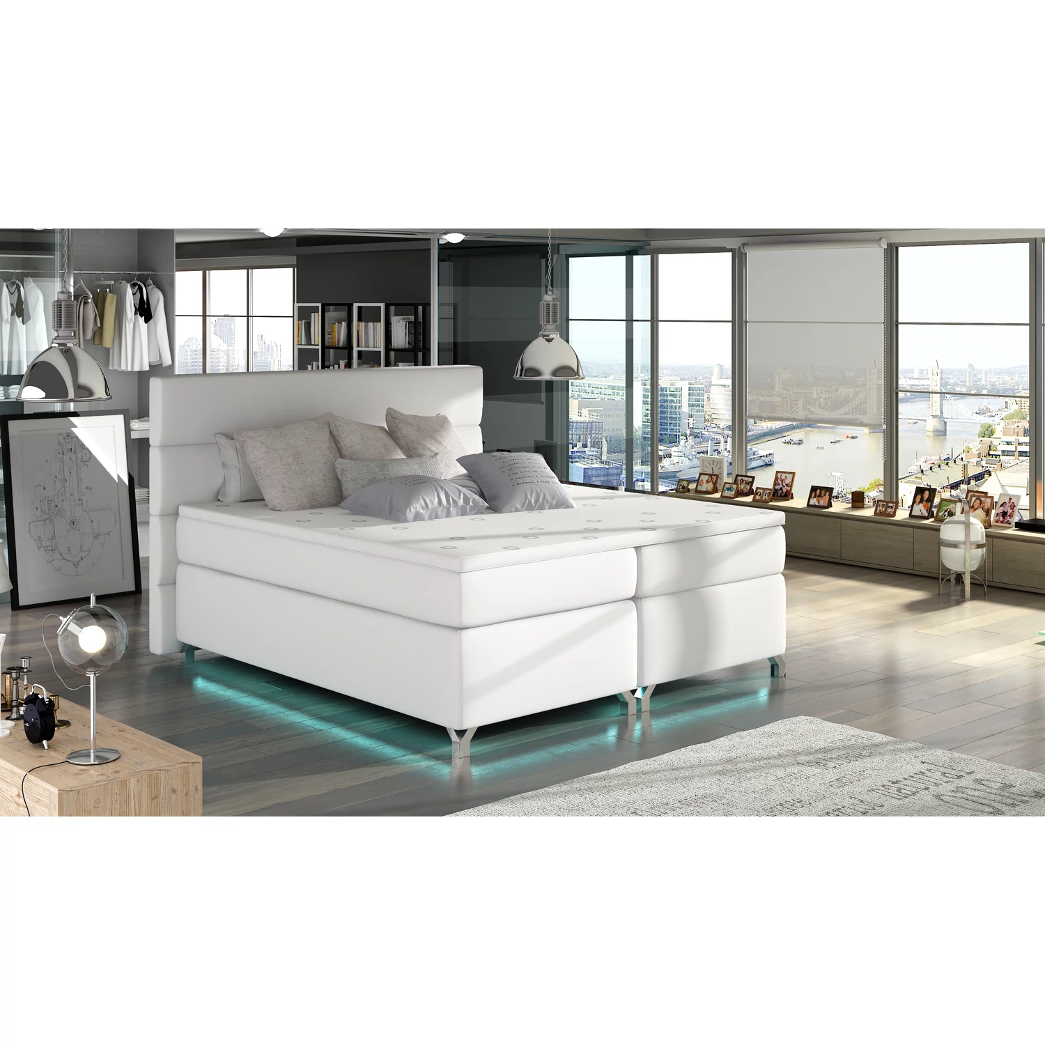 Amadeo 160X200, Ledes Boxspring ágy, Fehér, Lágy 17