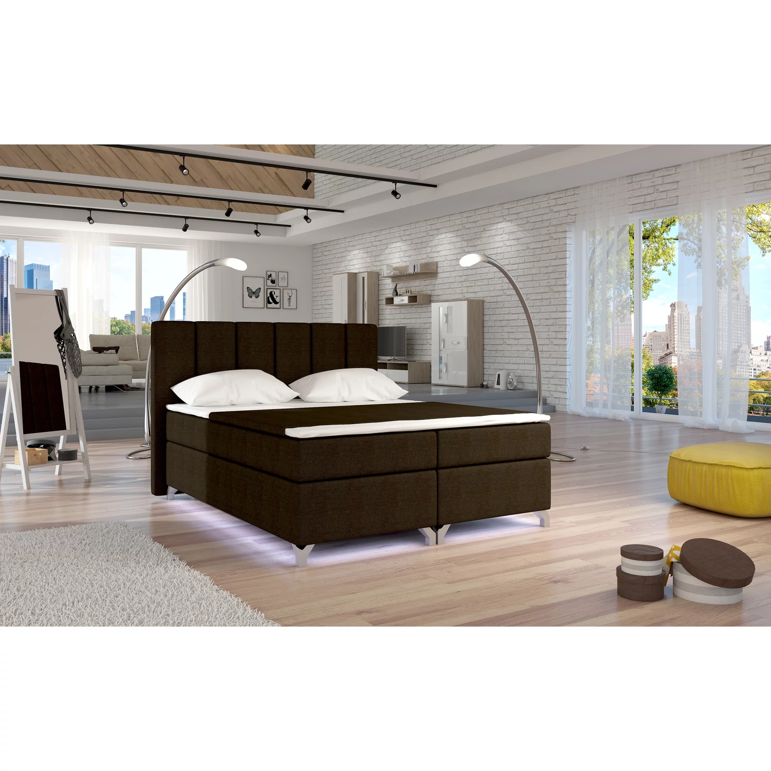 Basilio 140X200, Ledes Boxspring ágy, Barna, Savana 26