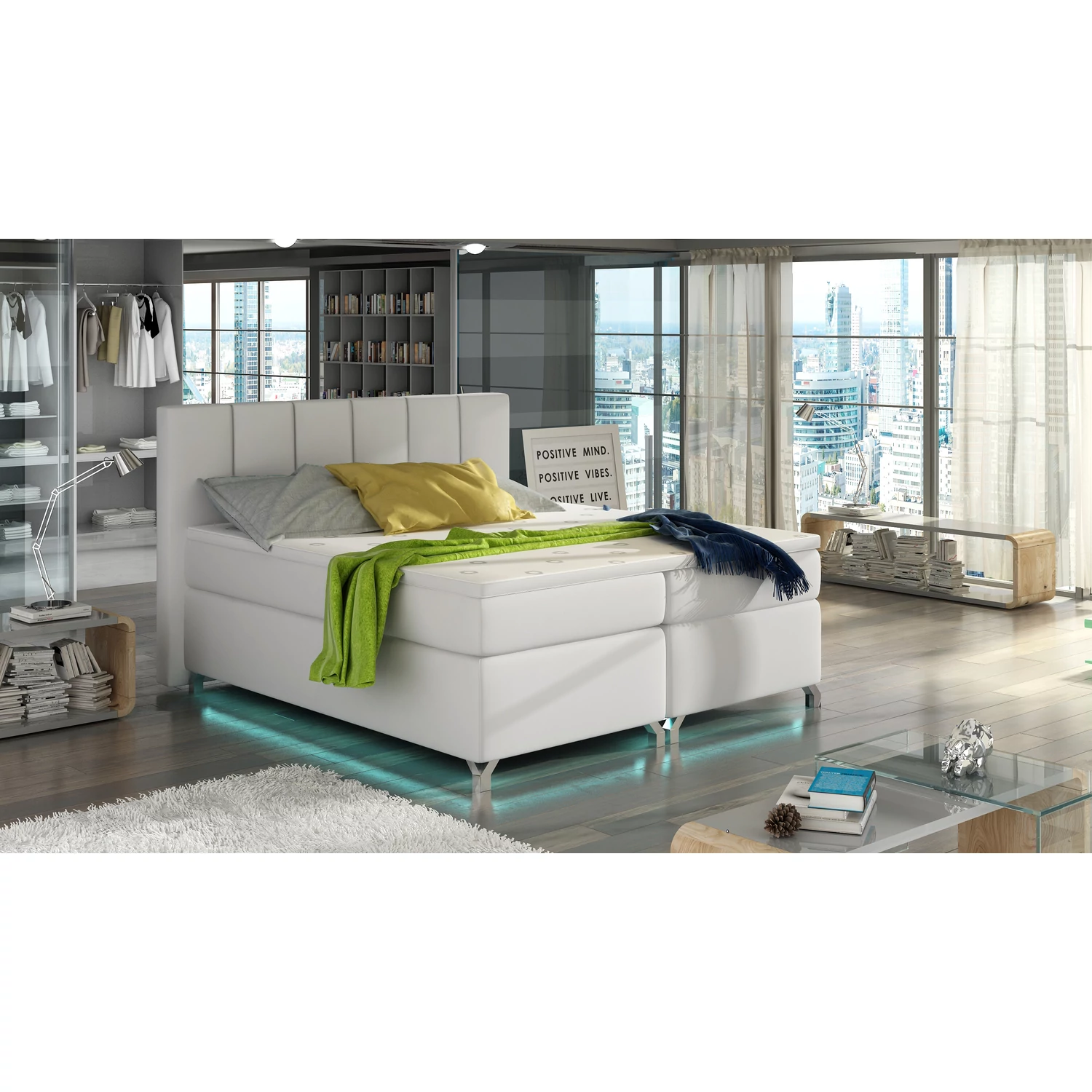 Basilio 180X200, Ledes Boxspring ágy, Fehér, Lágy 17