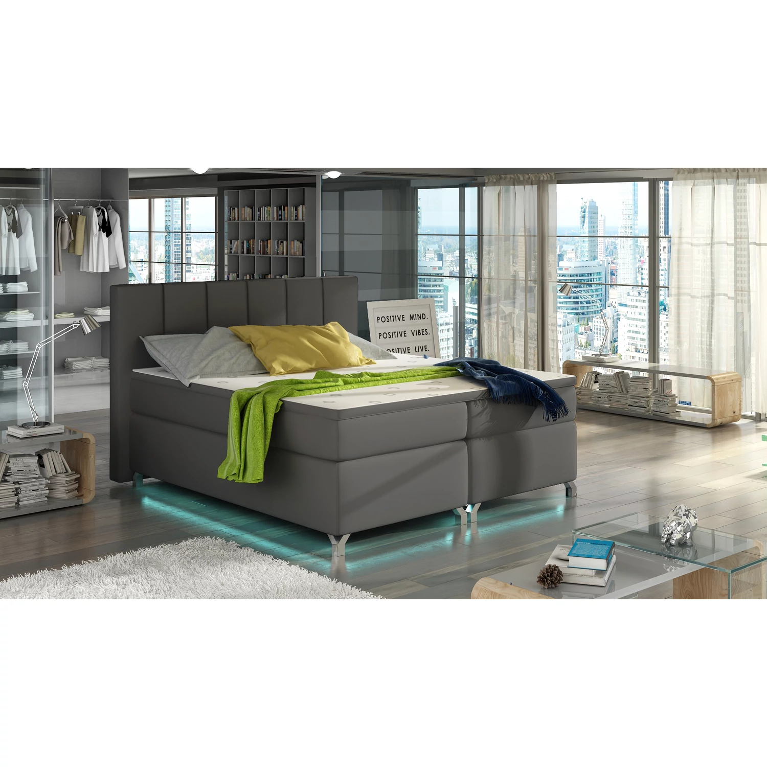 Basilio 140X200, Ledes Boxspring ágy, Szürke, Lágy 29