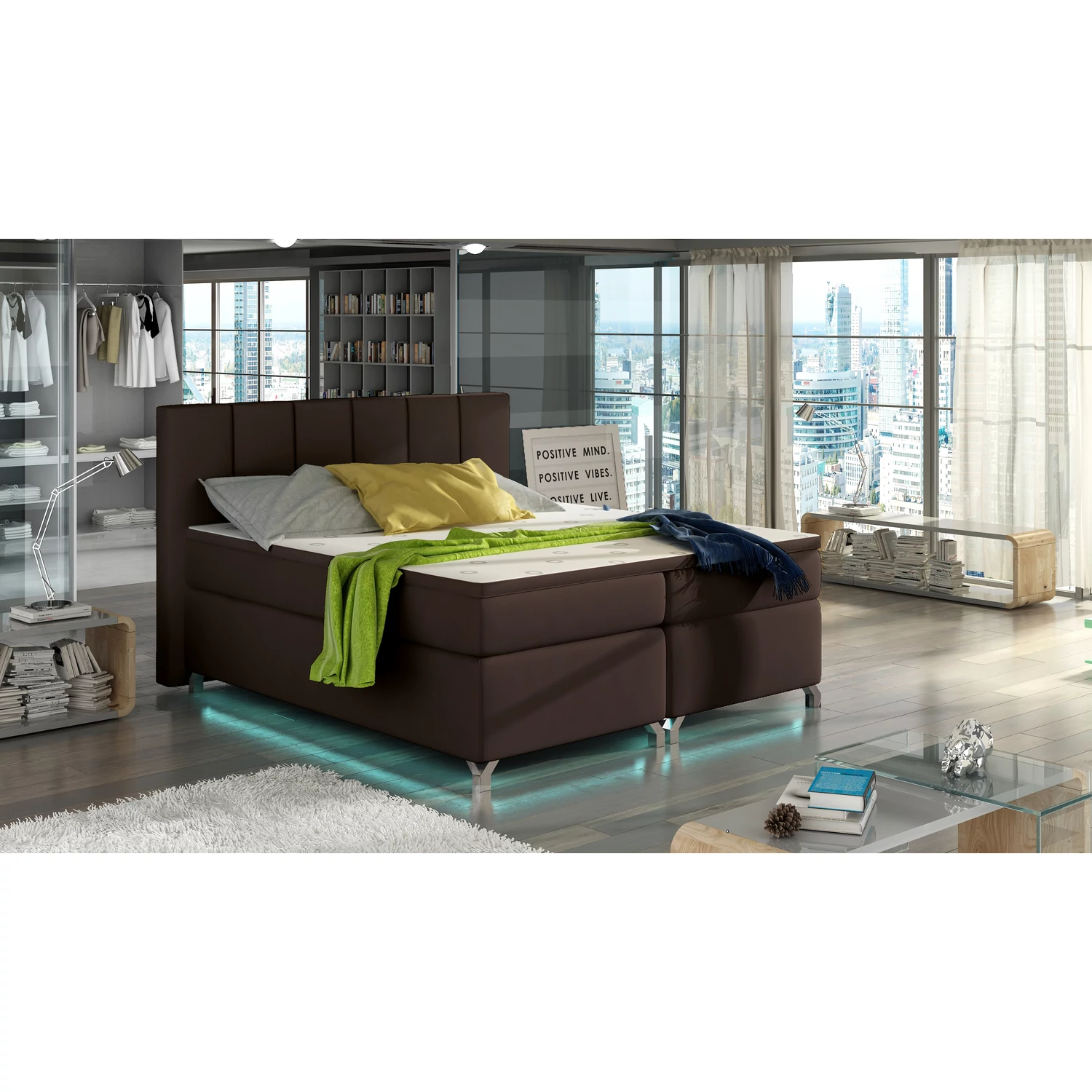 Basilio 160X200, Ledes Boxspring ágy, Barna, Lágy 66