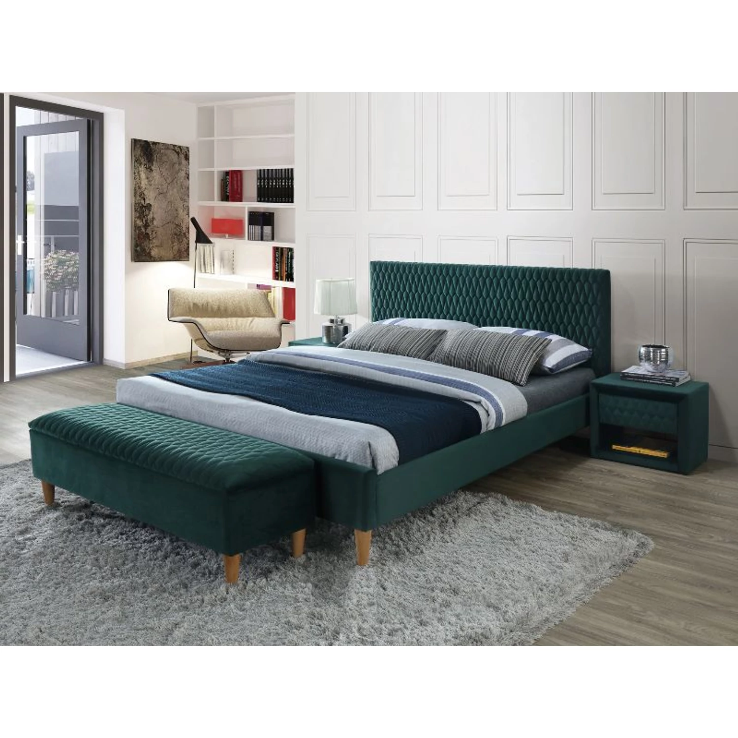 AZURRO VELVET ágy 160x200 zöld BLUVEL 78