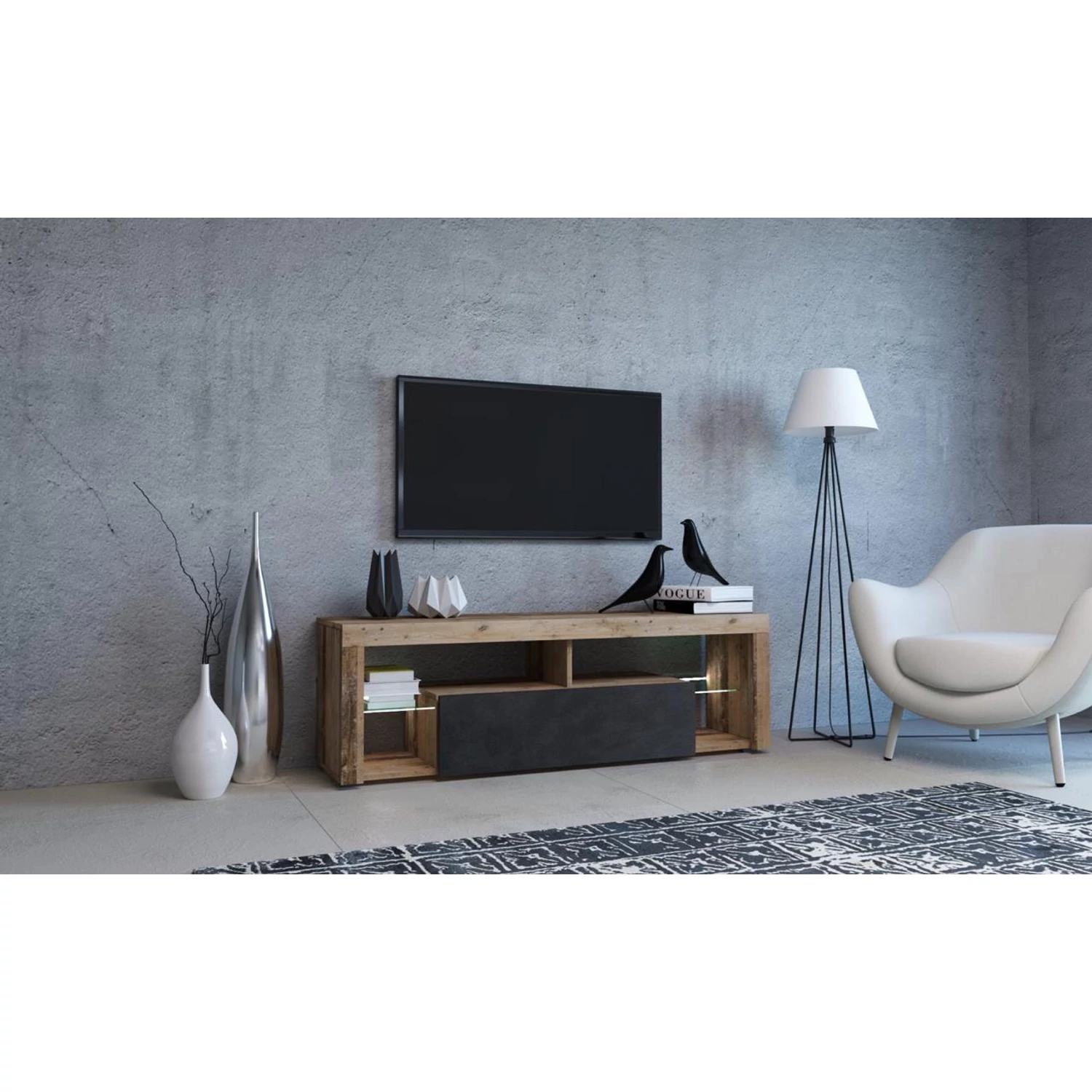EVEREST 140/HUGO (rtv + LED) OLD WOOD/ ANTRACYT
