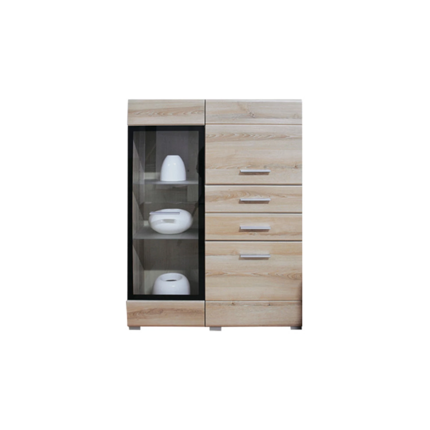 VUSHER 011 vitrin 1W2D2S univerzális B/J sonoma tölgy