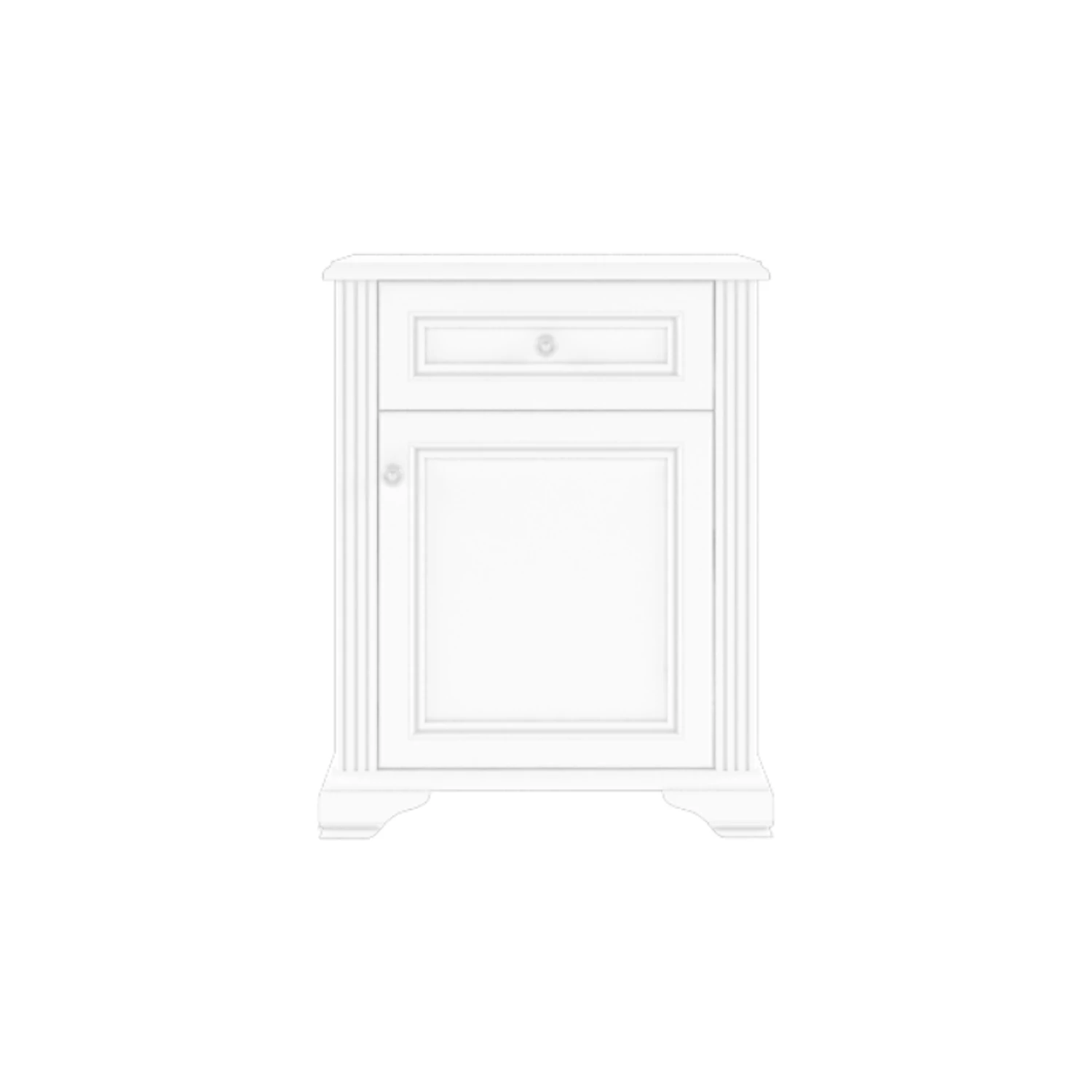 WHITE 007-1 komód 1D1S havas kőris/srebr fenyő