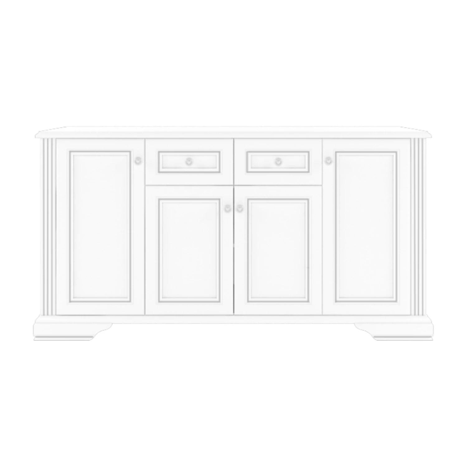 WHITE 009-1 komód 4D2S havas kőris/ezüst fenyő