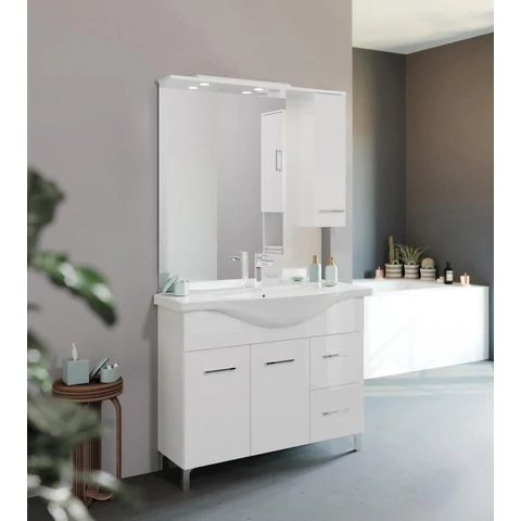 Smart 85cm-es két ajtós, két fiókos fürdőszobaszekrény, mosdóval 