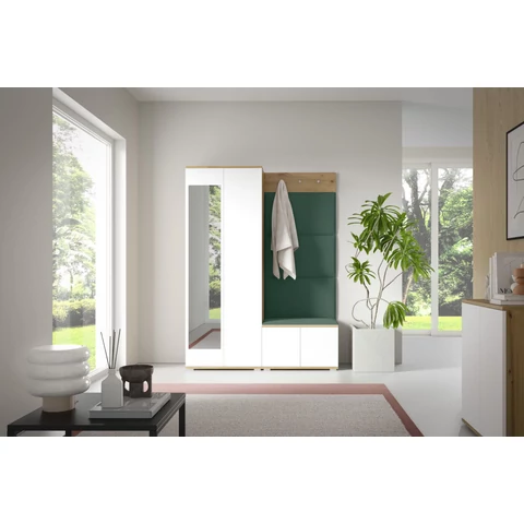Sevilla 1 kárpitozott előszobafal, artisan/fehér - zöld 28 - egyedi