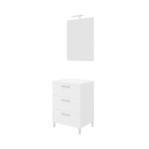 Smart 85cm-es három ajtós fürdőszobaszekrény, mosdóval 