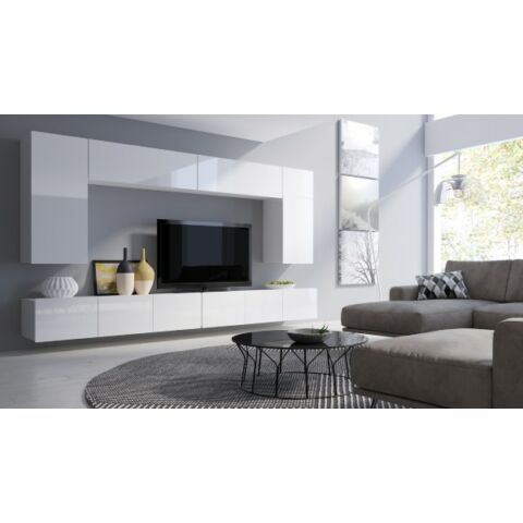 Calabrini NO.13 magasfényű fehér nappali szekrénysor