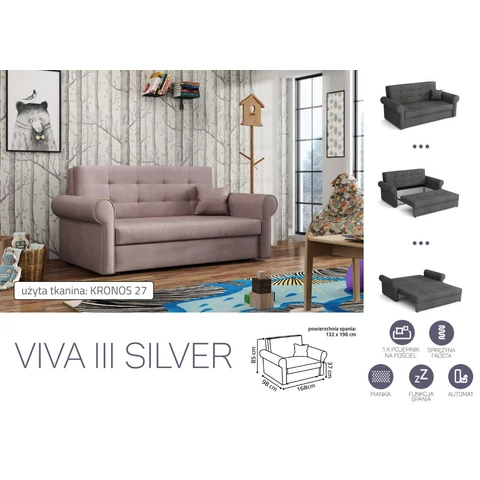 VIVA SILVER III. előre nyíló rugós kanapé