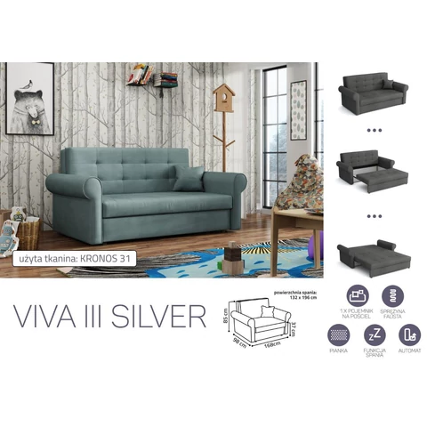 VIVA SILVER III. előre nyíló rugós kanapé