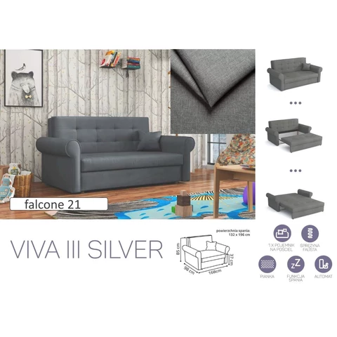 VIVA SILVER III. előre nyíló rugós kanapé
