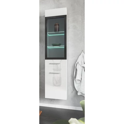 Laurine fürdőszobai magas szekrény II.  magasfényű Fehér színben (133 cm)