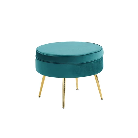 Luxus zsámoly/puff, smaragd Velvet szövet/króm arany, Art-deco, NOBLIN TYP 1