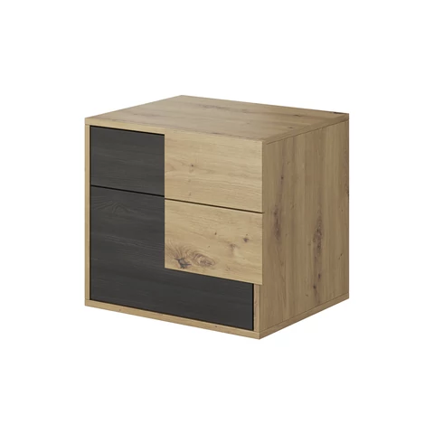 Éjjeliszekrény, fekete norvég fenyő/artisan tölgy, BAFRA
