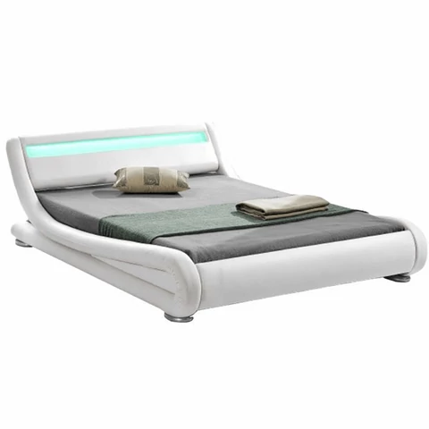 Modern ágy, ágyráccsal RGB LED világítással, fehér, 160x200, FILIDA