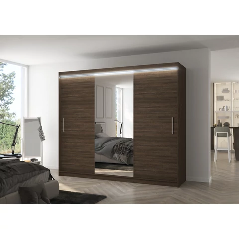 Tolóajtós szekrény tükörrel és LED világítással DENIS 250, Csoki, Csoki