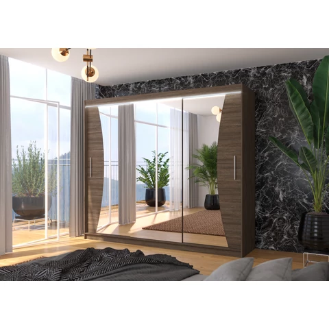 LED tükrös tolóajtós szekrény DIEGO 250, Csoki, Csoki