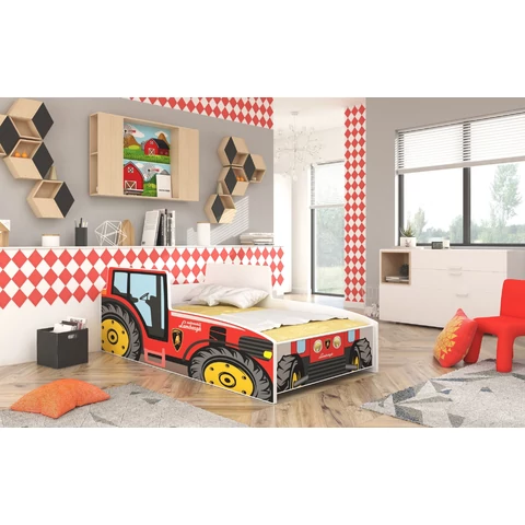TRACTOR RED matraccal 160x80 ágy, Piros