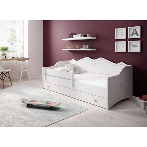 EMKA Pink matraccal 160x80 ágy, Fehér, Rózsaszín