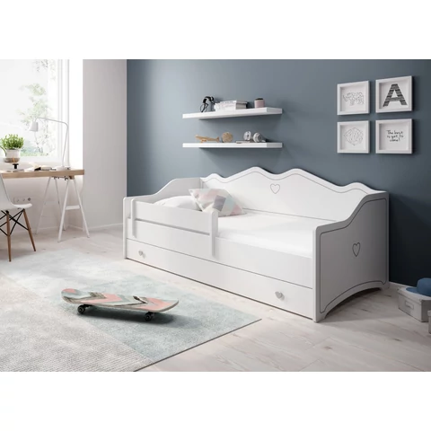 EMKA Gray matraccal 160x80 ágy, Fehér, Grafitszürke