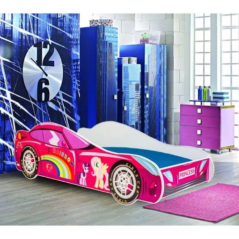 CAR PINK matraccal 160x80 ágy, Rózsaszín